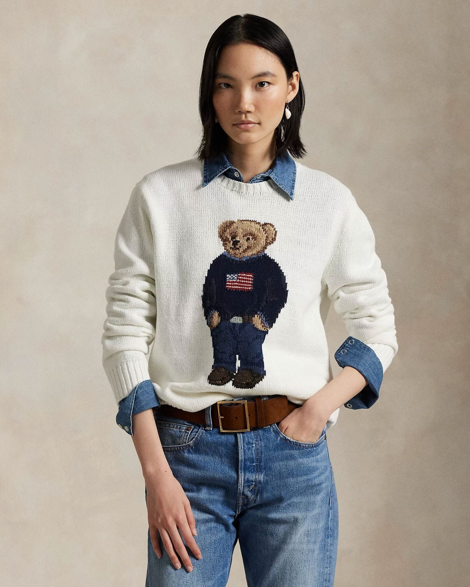 L.R Polo Bear Cotton-Linen Sweater