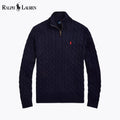 L.R Chunky Cable-Knit Cotton Quarter-Zip Sweater